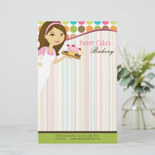 Papier - bakkerij Brunette Baker Cakes Baker (Staand voorkant)