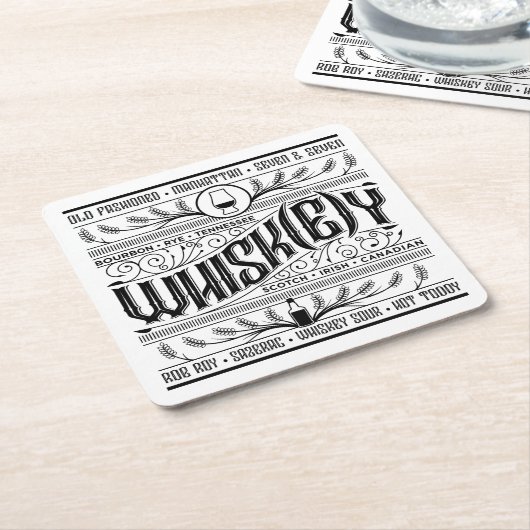 Papier Bar Onderzetter: Whiskey / Whisky Kartonnen Onderzetters (Schuin)