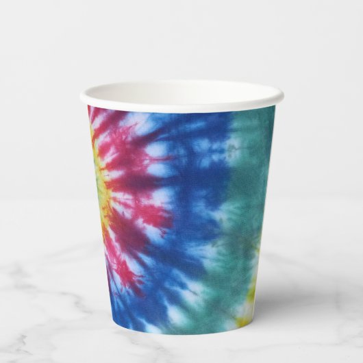 Papier beker Tie Dye Rainbow Kleuren (Achterkant)