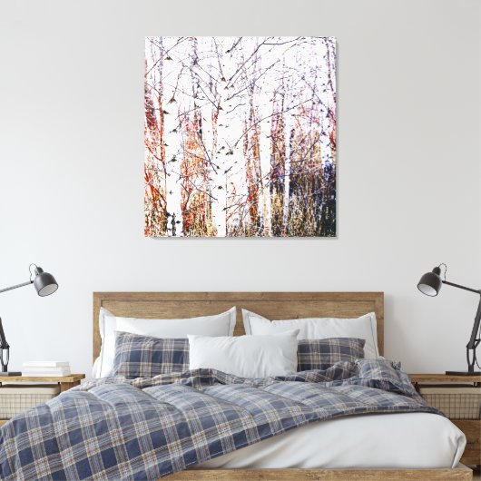 Papier berken boom bos hoge sleutel gestileerd canvas afdruk (Insitu (Slaapkamer))