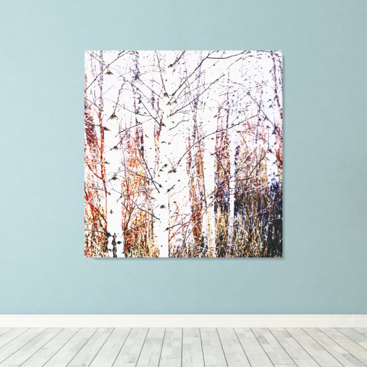 Papier berken boom bos hoge sleutel gestileerd canvas afdruk (Insitu (Houten vloer))