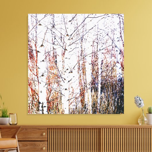 Papier berken boom bos hoge sleutel gestileerd canvas afdruk (Insitu (Woonkamer))