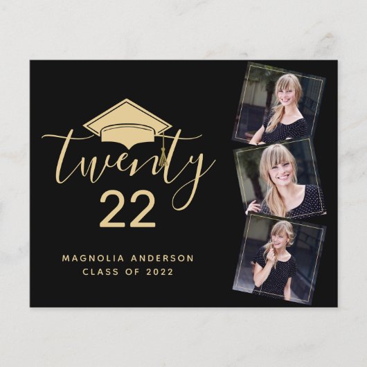 PAPIER Black Gold Afstuderen Invitation Flyer (Voorkant)