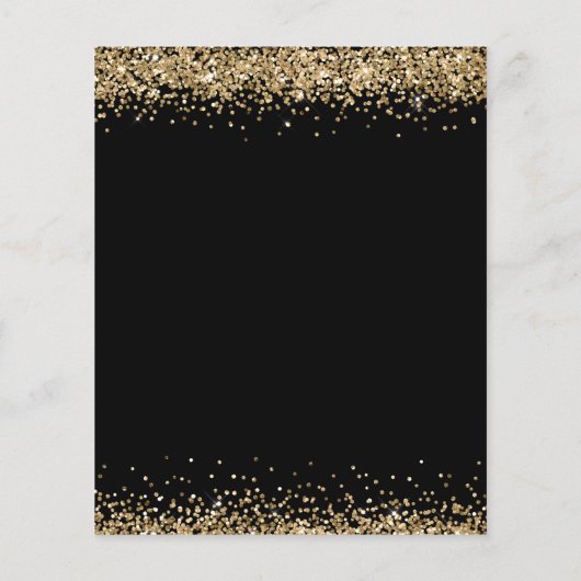 PAPIER Black Gold Glitter Afstuderen Invitation Flyer (Achterkant)