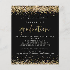 PAPIER Black Gold Glitter Afstuderen Invitation Flyer