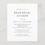 PAPIER| Black White Rehearsal Dinner Wedding Invit Flyer<br><div class="desc">Een voordelig PAPIER (geen kaart) alternatief ZONDER ENVELOPES bij KLEINERE grootte van 4, 5 x 5, 6 inch en tegen een budgetprijs. (Standaard A6-enveloppen zijn het dichtstbijzijnde formaat dat geschikt is). Eenvoudige zwarte en witte repetitie uitnodigen voor het avondeten. Eenvoudig te personaliseren met je woorden. U kunt tekst en achtergrondkleuren...</div>