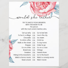 Papier Blad spel "zou ze liever"