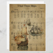 Papier Bladmuziek Kunst - Ik zag drie schepen (Voorkant / Achterkant)