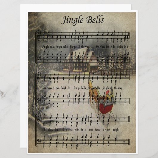 Papier Bladmuziek Kunst - Jingle Bells (Voorkant / Achterkant)