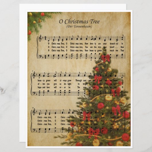 Papier Bladmuziek Kunst- O Kerstboom (Voorkant / Achterkant)