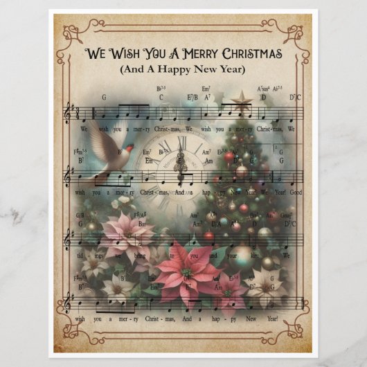 Papier Bladmuziek Kunst - Wij wensen u een vrolijk (Voorkant)