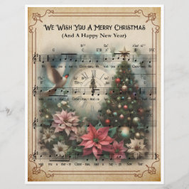 Papier Bladmuziek Kunst - Wij wensen u een vrolijk