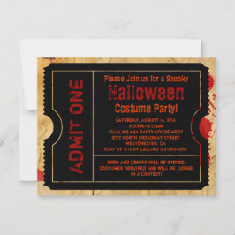 Papier Bloed Splatter Halloween Ticket Kaart