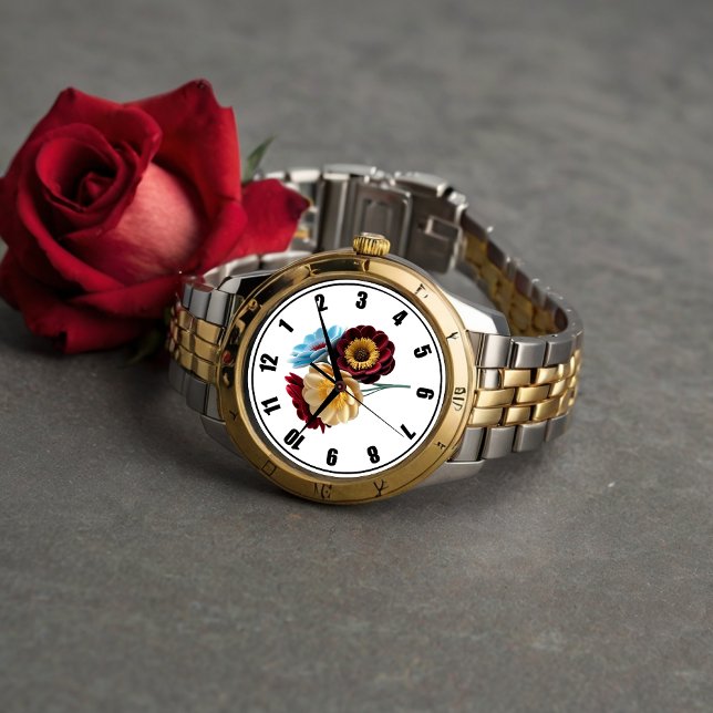 Papier Bloem Boeket met Zwart & Wit Horloge (Creator heeft geüpload)