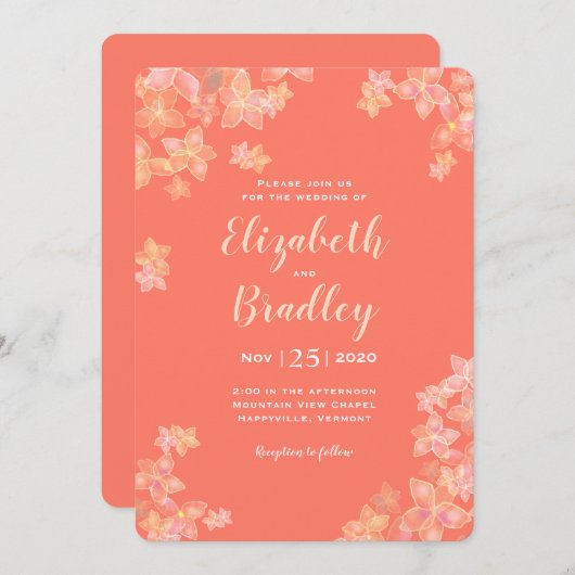 Papier Bloemblaadjes Koraal Sinaasappel Bloemen Hu Kaart (Voorkant / Achterkant)