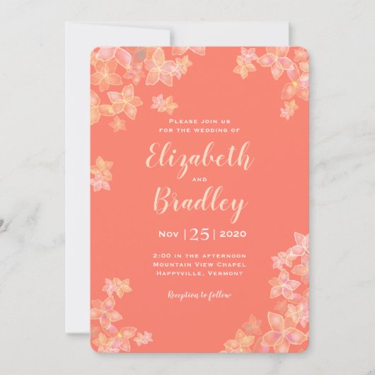 Papier Bloemblaadjes Koraal Sinaasappel Bloemen Hu Kaart (Voorkant)