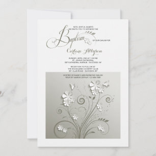 Papier Bloemen Baptisme uitnodiging