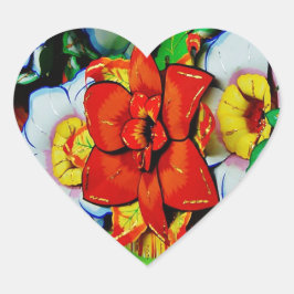 Papier Bloemen Hartvormige Stickers