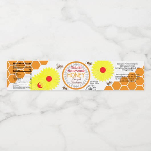 Papier Bloemen Natuurlijke Honingraat Honing Jar L Waterfles Etiket (Enkel label)