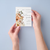 PAPIER Bloemen Pompoen Script Halloween Party Wit Flyer (Hand)