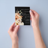 PAPIER Bloemen Pompoen Script Halloween Party Zwar Flyer (Hand)