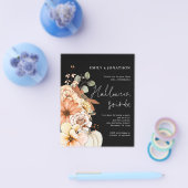 PAPIER Bloemen Pompoen Script Halloween Party Zwar Flyer (Enkel)