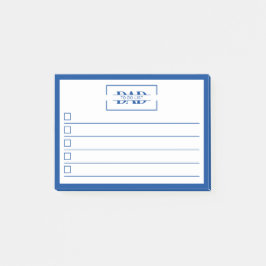 Papier blok 'Papa Modern Blauw Monogram' 4" x 3" Post-it® Notes