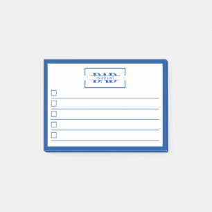 Papier blok 'Papa Modern Blauw Monogram' 4" x 3" Post-it® Notes