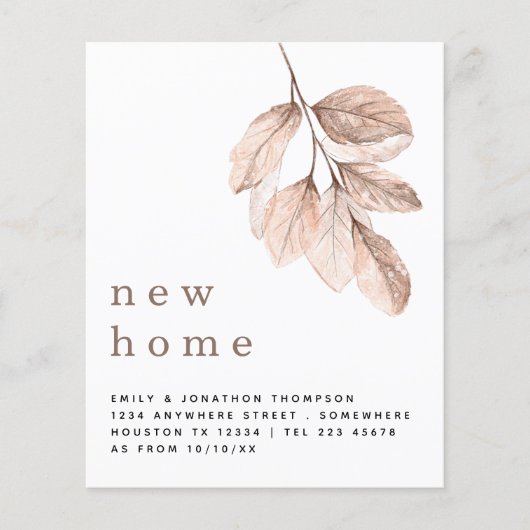 PAPIER | Blush Leaves Moving New Home Details Flyer (Voorkant)