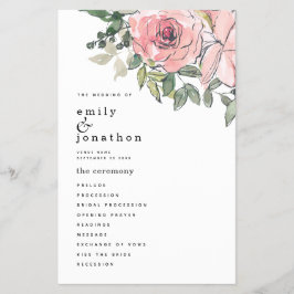 PAPIER Blush Roze Bloemen Trouwprogramma Flyer