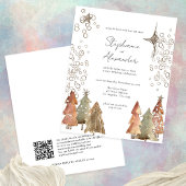 PAPIER Boho Bomen Sterren QR Code Kerst Bruiloft Flyer