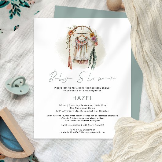 PAPIER | Boho  Kleding Meisje Jongen Baby shower Flyer