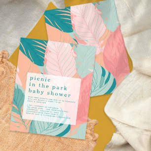 PAPIER   Boho koraal Blauwgroen bladeren picknick  Flyer