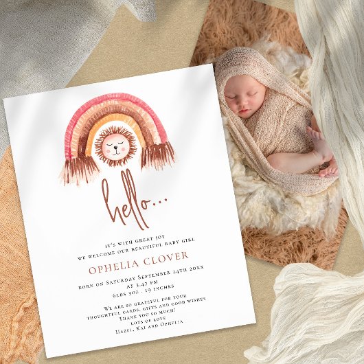 PAPIER | Boho Leuke Leeuw Regenboog Geboorte Aanko Flyer