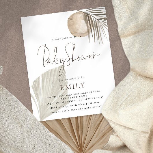 PAPIER Boho Pampas Grass Meisje of Jongen Baby sho Flyer