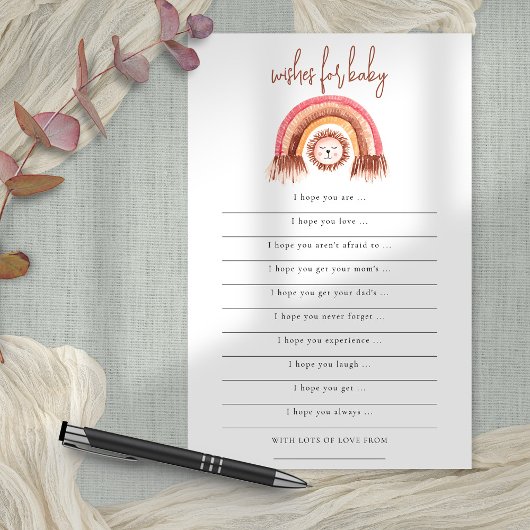 PAPIER | Boho Rainbow Lion Wishes voor Baby shower Flyer