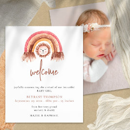 PAPIER | Boho regenboog leeuw foto geboorte aankon Flyer