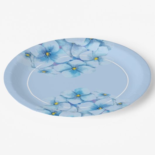 Papier Bord-Blauw Hydrangeas Papieren Bordje (Gekanteld)