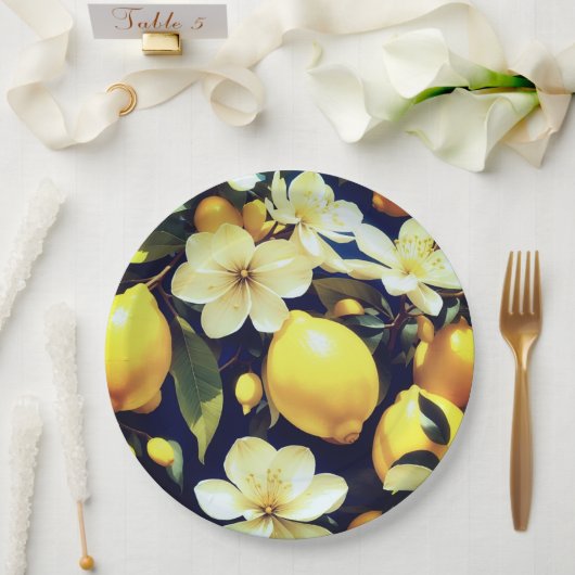 Papier Bord bloemige citroenen bruiloft / douche (Huwelijk)