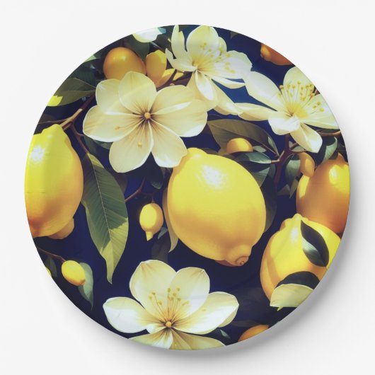 Papier Bord bloemige citroenen bruiloft / douche (Voorkant)