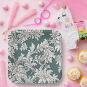 Papier Bord Damask Design Aqau Zwart & Wit (Feest)
