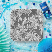 Papier Bord Damask Design Grijs Zwart & Wit (Feest)
