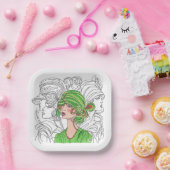 Papier Bord Groene Flapper Meisje (Feest)