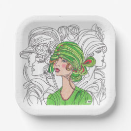 Papier Bord Groene Flapper Meisje