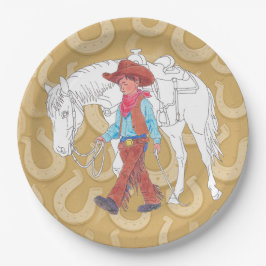 Papier Bord Jonge Cowboy en Paard