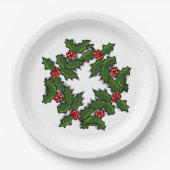 Papier Bord - Krans van Holly bladeren en bessen (Voorkant)