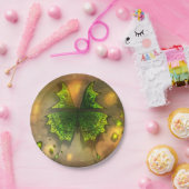  papier bord met groene vlinder (Feest)