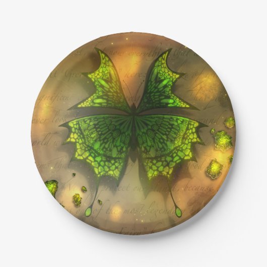  papier bord met groene vlinder (Voorkant)
