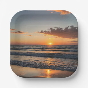 Papier Bord met zonsondergang strand vakantie zome