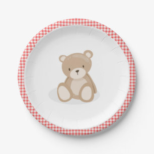 Papier Bord Picnic Teddy Bear Red Gingham Birthday